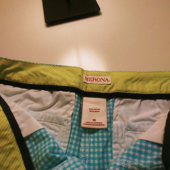 Sz 10 Aquamarine Gingham Shorts - Picture 5 of 5